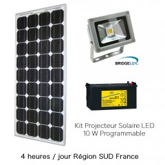Projecteur Solaire Puissant 10W Led Kit 4H Programmable région Sud