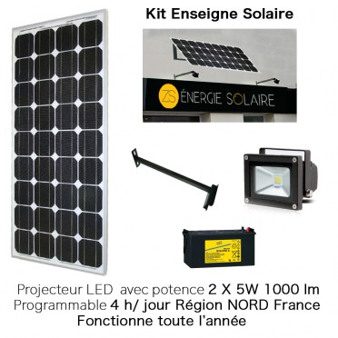 Kit enseigne solaire 2X5W 4H programmable Nord France