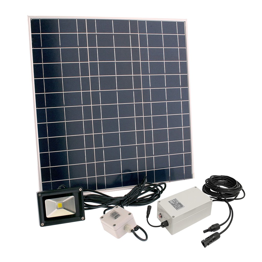 Kit eclairage solaire panneau ou enseigne programmable 50W-10W